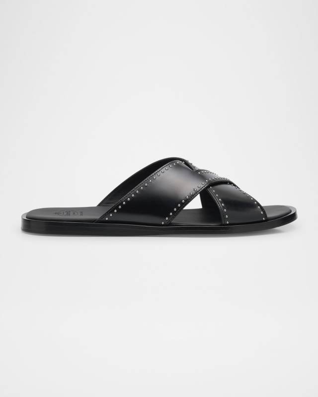 Oriyah Leather Stud Crisscross Sandals